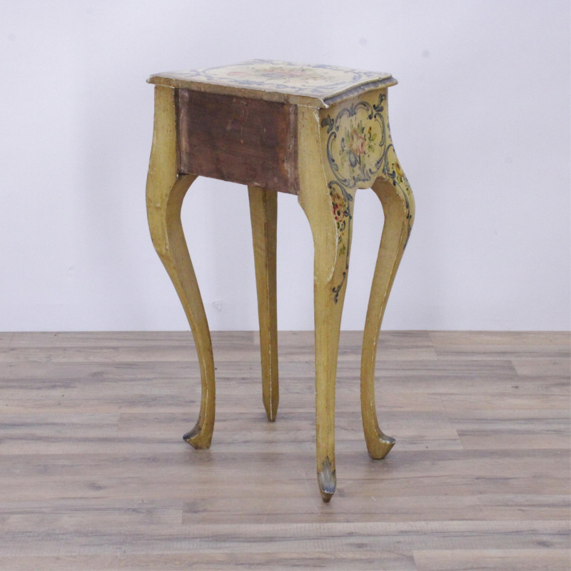 Italian Rococo Style Yellow Painted Night Table