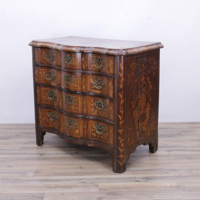 Image for Lot Dutch Rococo Mahogany & Marquetry Chest, 18th C.