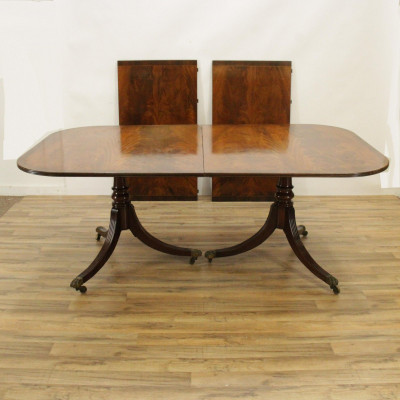 Image for Lot George III Inlaid Mahogany 2-Pedestal Dining Table