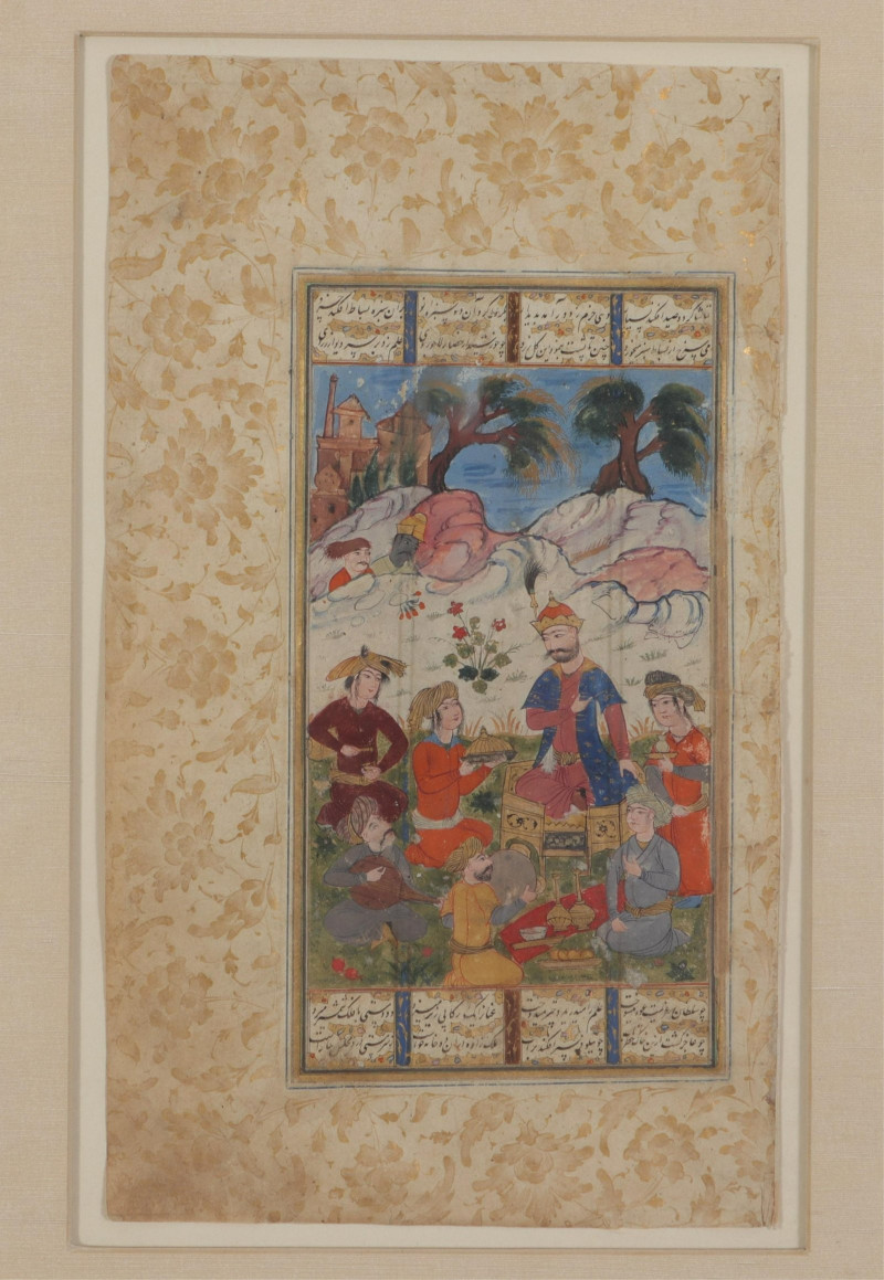 5 Persian Framed Illuminated Manuscripts, 19th C.