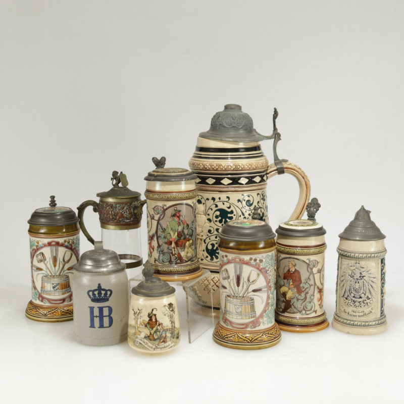 E.20th-later German Beer Steins, Mettlach & others