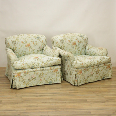 Image for Lot Pr. Scalamandre Upholstery Custom Lounge Chairs
