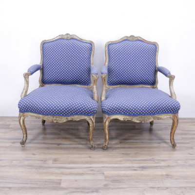 Image for Lot Pair Louis XV Painted Fauteuils, Mid 18th C.