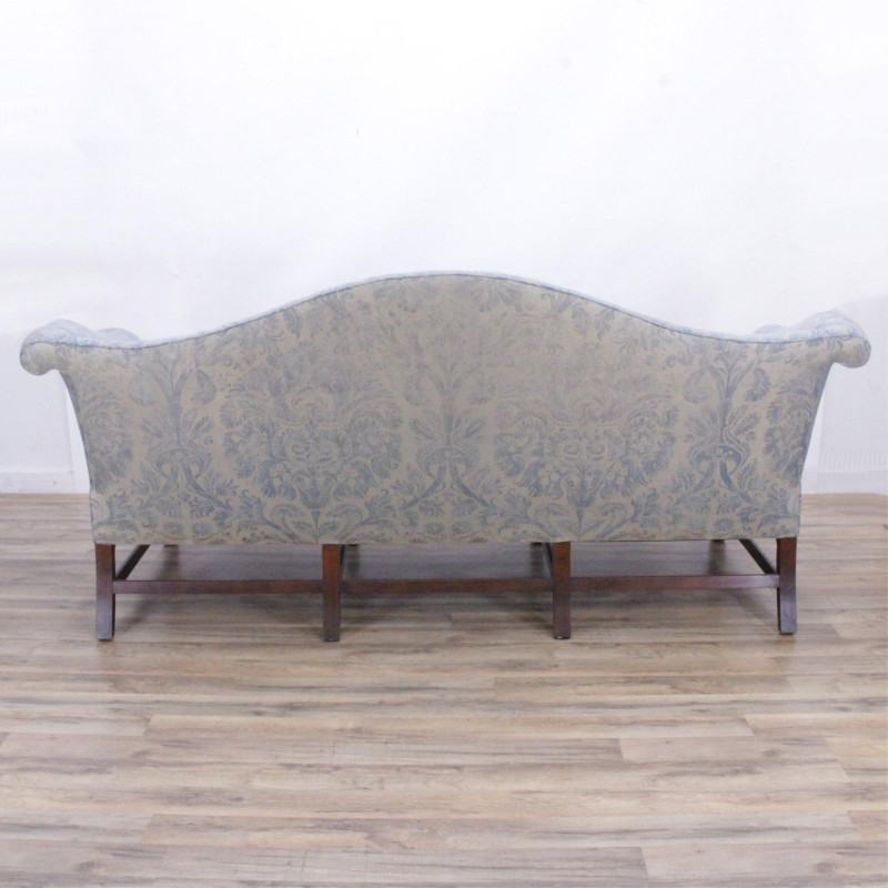 George III Style Mahogany Sofa, Fortuny Uphl.