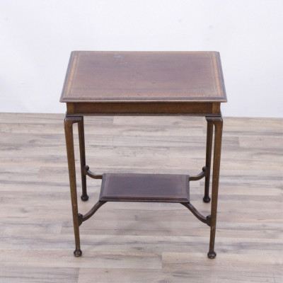 Edwardian Inlaid Mahogany Side Table & Stool
