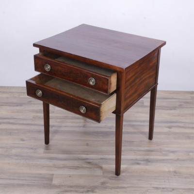 Federal Style Mahogany 2-Drawer Side Table, 19 C.