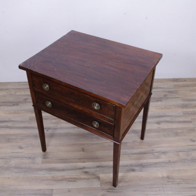 Federal Style Mahogany 2-Drawer Side Table, 19 C.