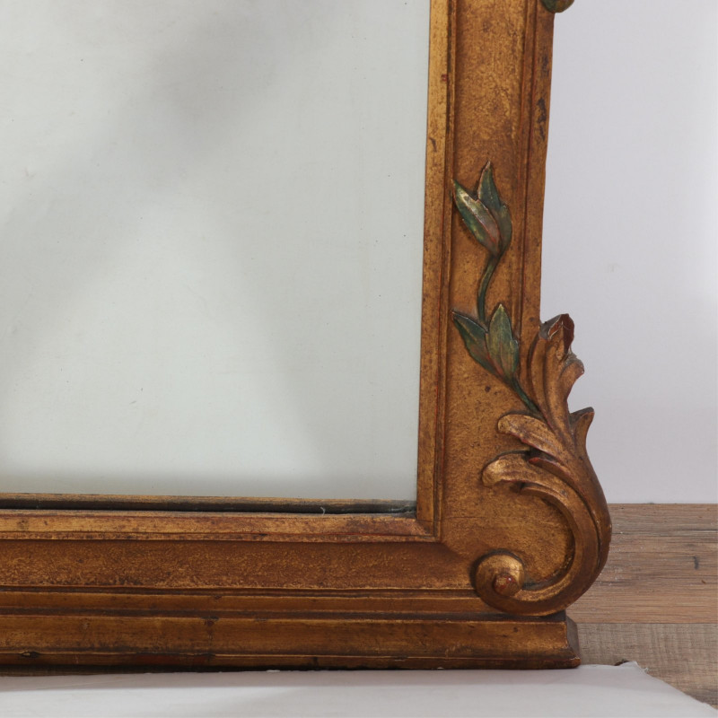 Rococo Style Gilt & Red Painted Overmantel Mirror