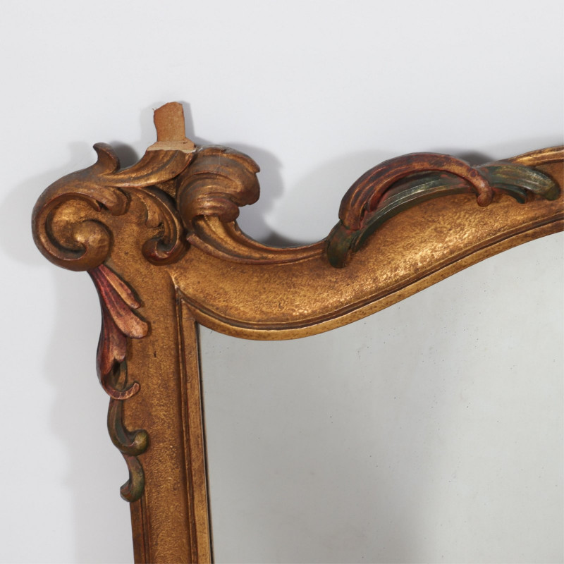 Rococo Style Gilt & Red Painted Overmantel Mirror