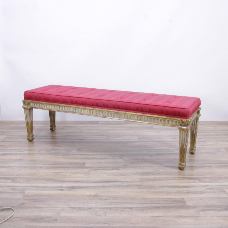 Louis XV Style Giltwood & Grey Painted Banquette