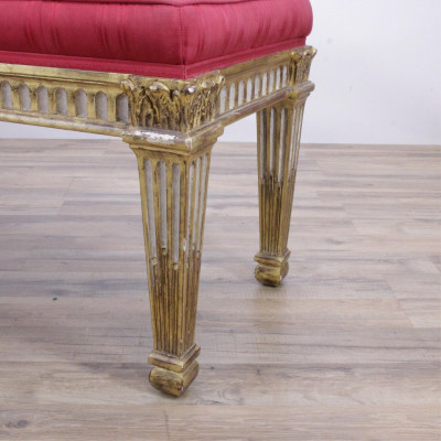Louis XV Style Giltwood & Grey Painted Banquette
