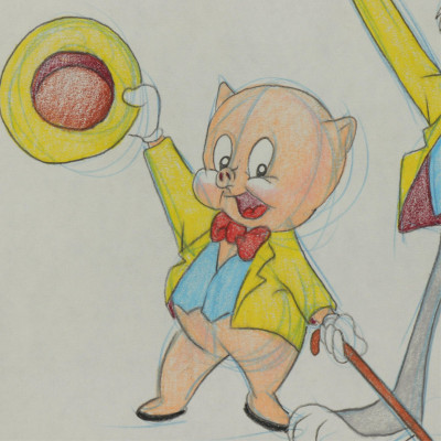 VIRGIL ROSS - PORKY PIG BUGS BUNNY - DRAWING