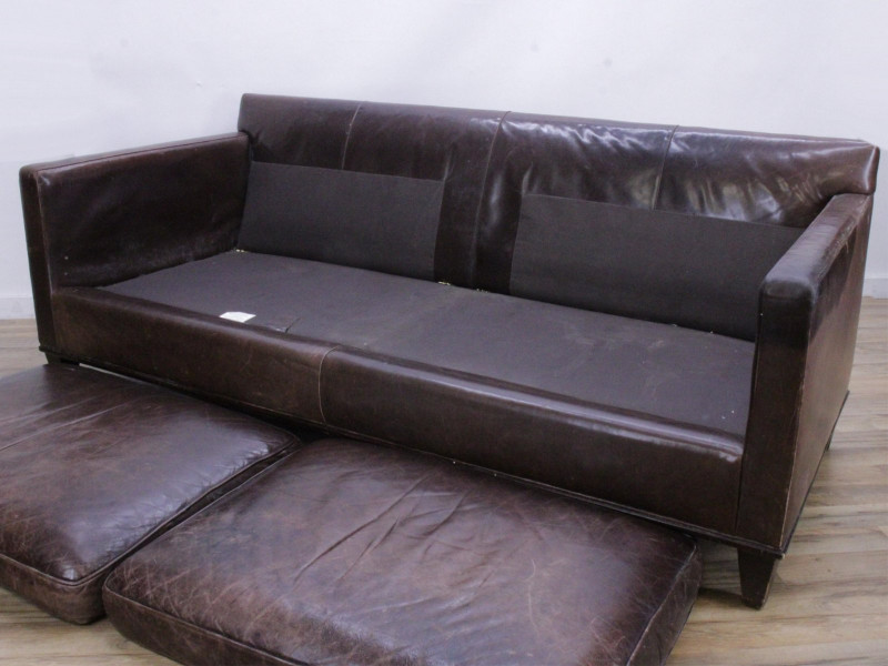 Baker Furniture Coach Leather Modern Sofa