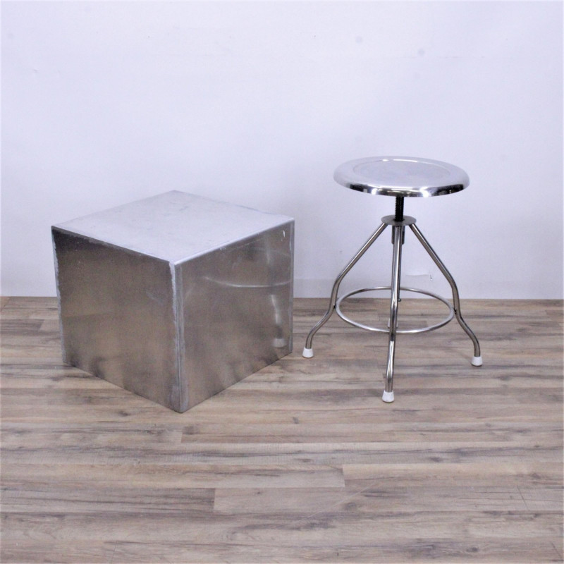Blickman Metal Stool & Aluminum Cube Table