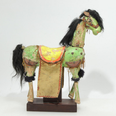 Image for Lot Folk Art Painted Wooden Horse, 20th C.