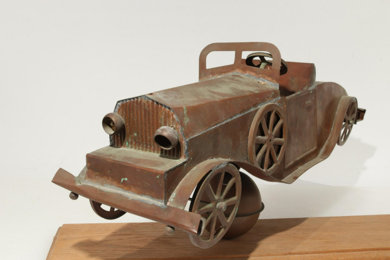 Vintage Copper Car on Stand, 20th century