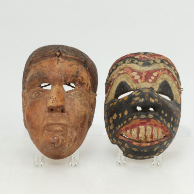 Image for Lot Guatemalan Painted and Stained Wood Carnival Masks