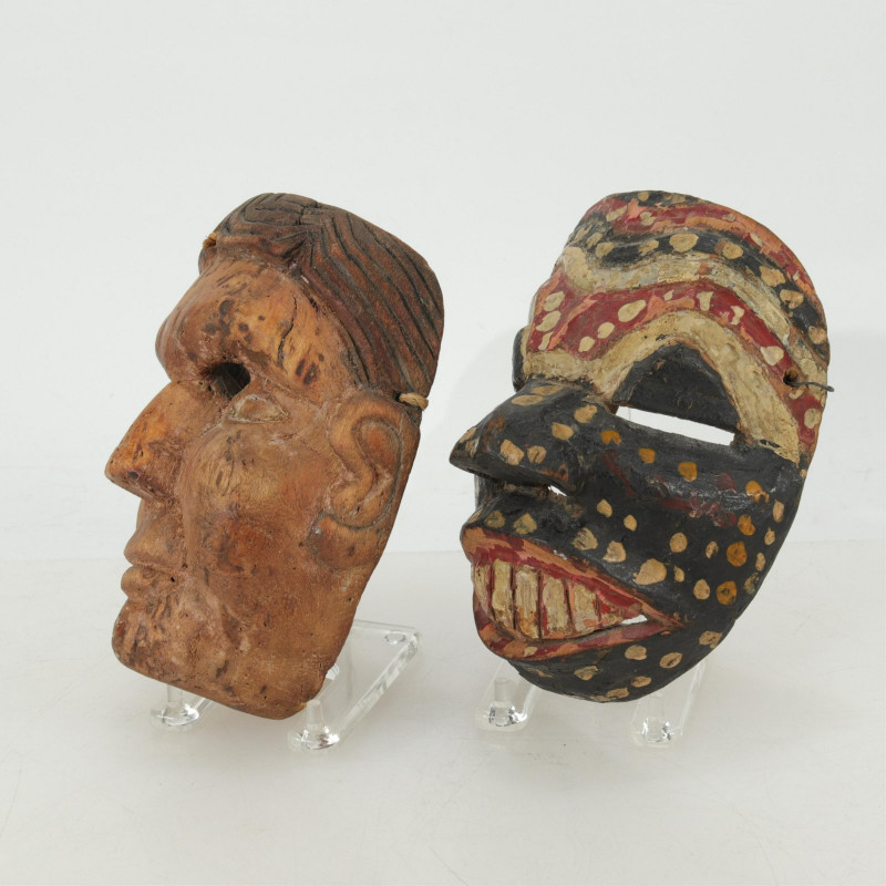 Guatemalan Painted and Stained Wood Carnival Masks