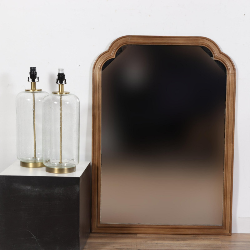 Contemporary Brass & Soda Glass Lamps & Mirror