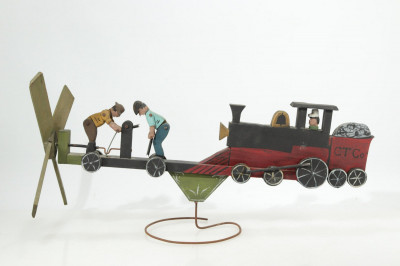 Image for Lot Folk Art Ct Train Painted Wood Whirligig, 20th C