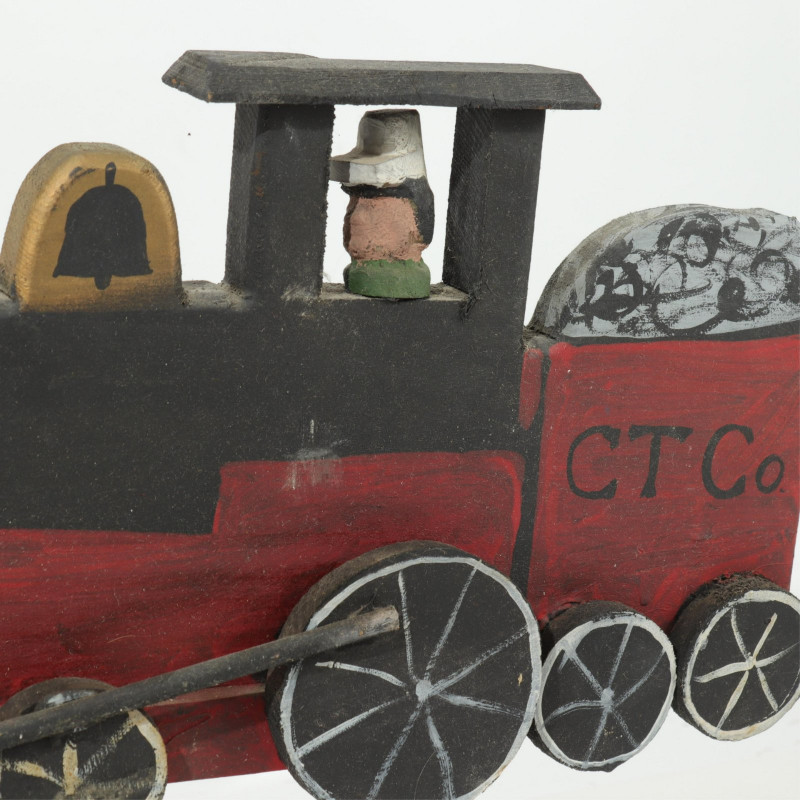 Folk Art Ct Train Painted Wood Whirligig, 20th C