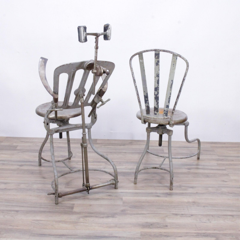 Vintage Industrial Painted Metal Dental Chairs
