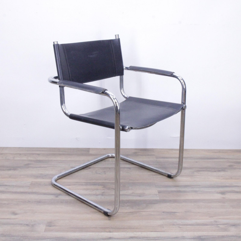 Marcel Breuer Style Chrome & Leather Armchair