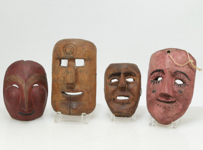 Image for Lot Guatemalan Painted & Stained Wood Carnival Masks
