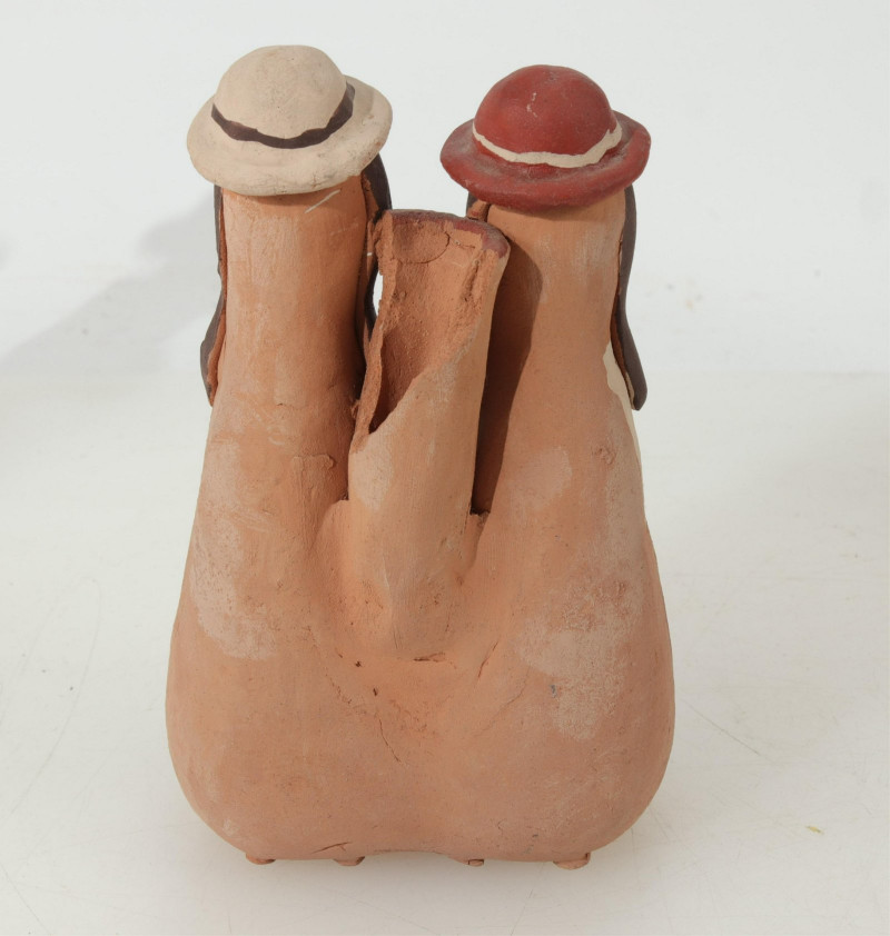 Columbian Folk Art Pottery Bird & Bud Vase