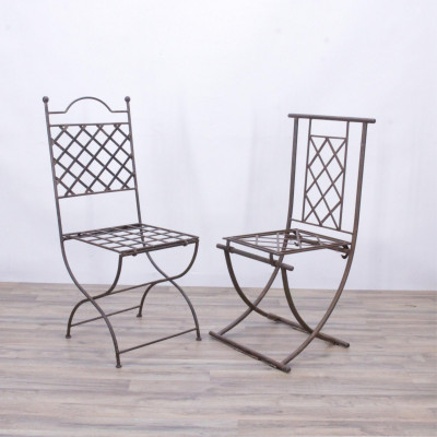 Image for Lot 2 Iron Curule-Form Side Chairs