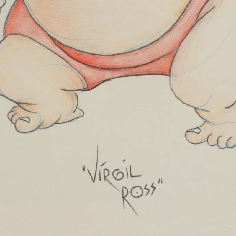 VIRGIL ROSS - BUGS BUNNY SUMO WRESTLER - DRAWING
