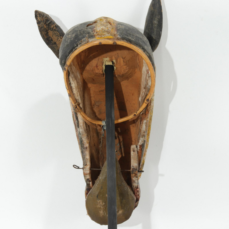 Folk Art Polychromed Wood Horse Carnival Mask