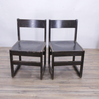 Set of 70's Stained Oak Dining/Library Chairs