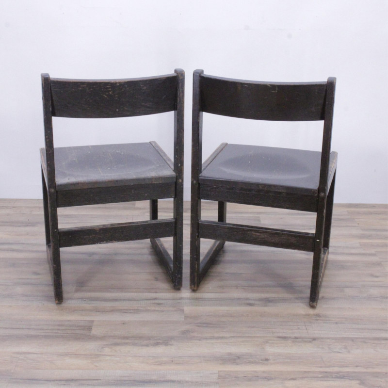 Set of 70's Stained Oak Dining/Library Chairs