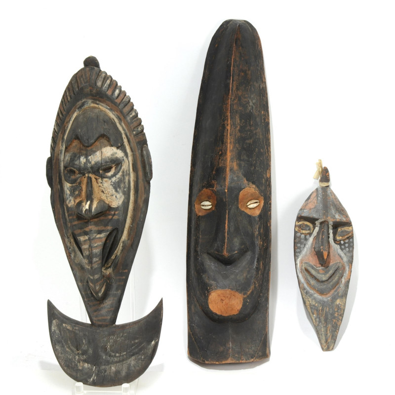 African Painted Hardwood Masks & Bust