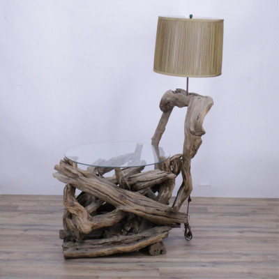 Mid Century Driftwood Lamp Table