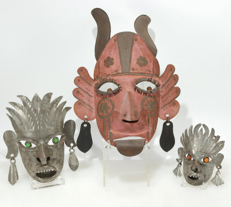 3 Mexican Metal Masks