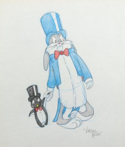 Image for Lot VIRGIL ROSS - BUGS BUNNY & PENGUIN - DRAWING