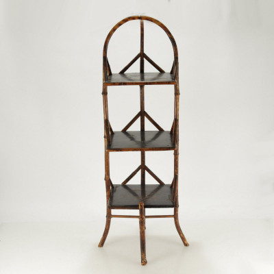 Image for Lot Rattan & Black Lacquer Etagere