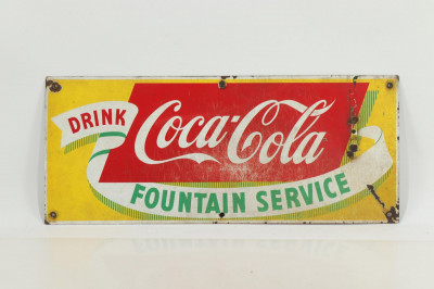 Image for Lot Coca-Cola FOUNTAIN SERVICE METAL SIGN