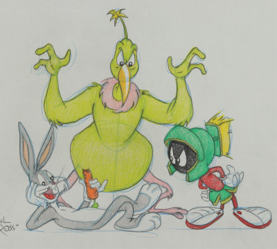 Image for Lot VIRGIL ROSS - BUGS BUNNY MARVIN MARTIAN - DRAWING