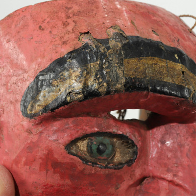 Vintage Mexican Painted Wood "Cinco de Mayo" Mask