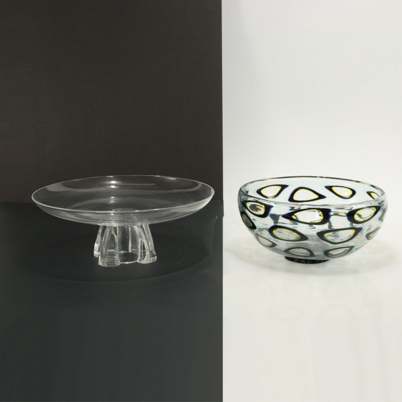 Steuben and Modern Glass Compote & Bowl