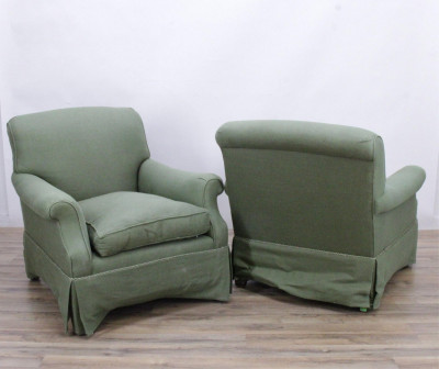 Pair Contemporary Upholstered Club Chairs