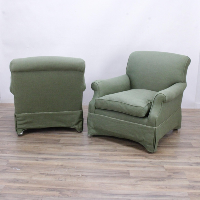 Pair Contemporary Upholstered Club Chairs