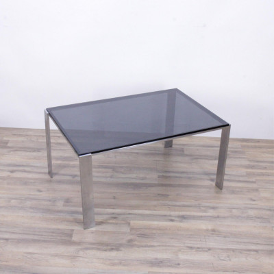 Modernist Steel & Smoked Glass Coffee Table