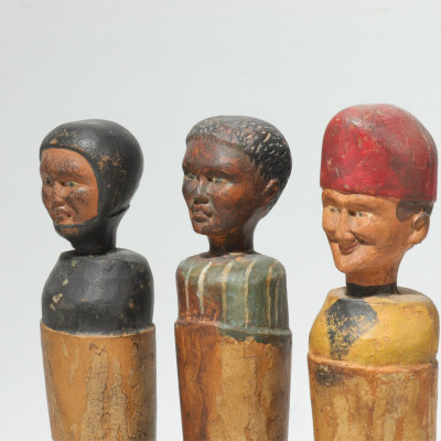 Set of 5 'Nine Pin' Folk Art Figures