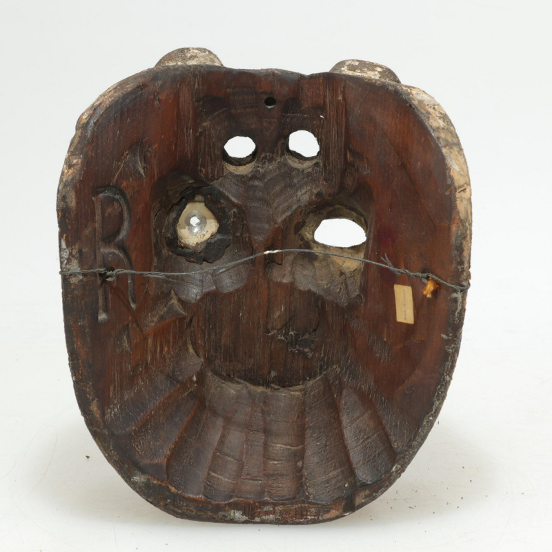 Vintage Guatemalan Painted Wood Jaguar Mask