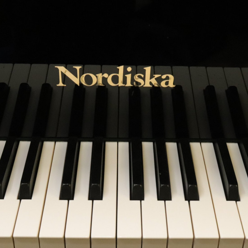 Nordiska Black Lacquer Baby Grand Piano & Bench