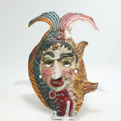 Image for Lot Fish Lady, Mexican Polychromed Copper Dance Mask